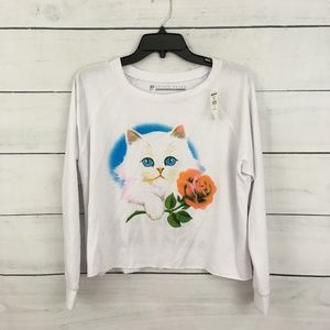 Prince Peter Cat Flower White Sweatshirt Cropped